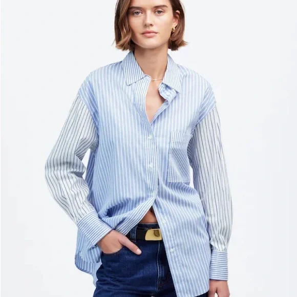 Madewell mixed stripe poplin oversized shirt - Picture 5 of 5